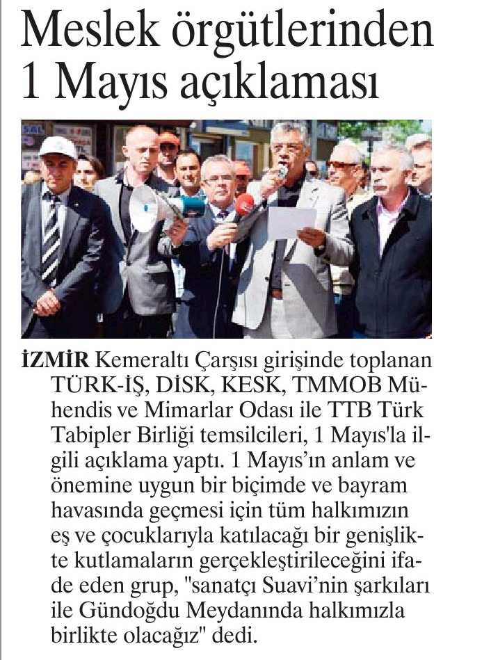 1 MAYISA ÇAĞRI BASIN AÇIKLAMASI 