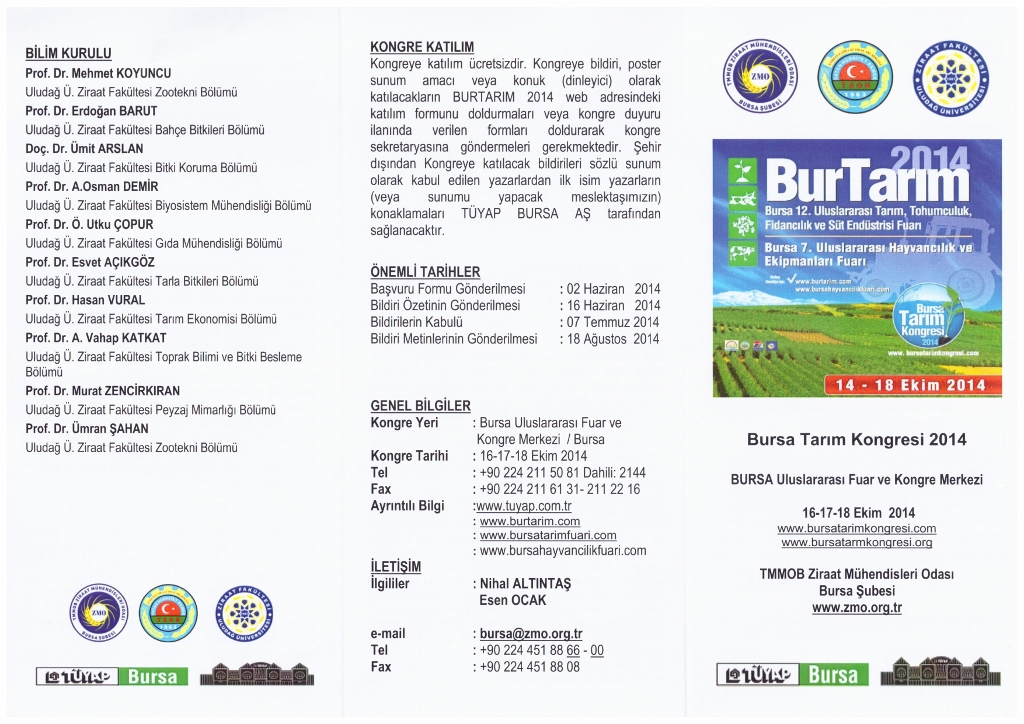 `BURSA TARIM KONGRESİ 2014` BAŞVURULARI BAŞLADI
