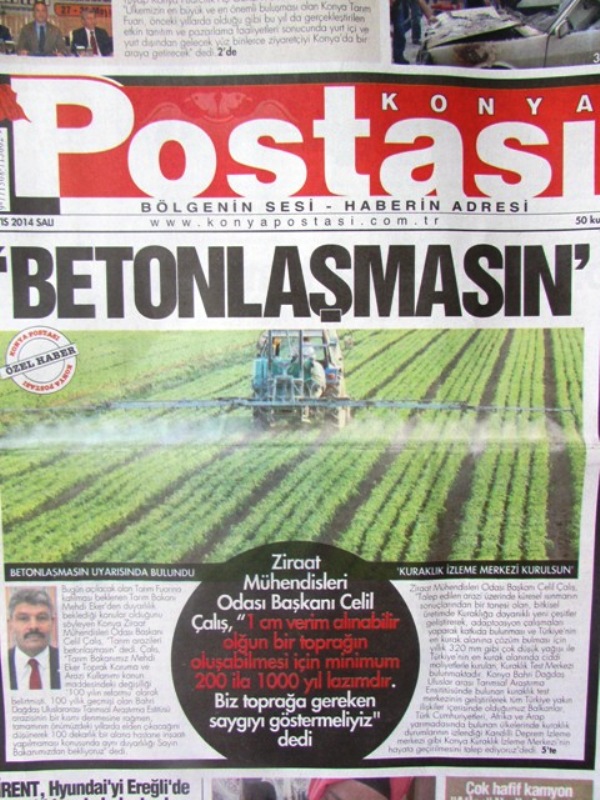 BAHRİ DAĞDAŞ ULUSLARARASI TARIMSAL ARAŞTIRMA ENSTİTÜSÜ ARAZİSİ BETONLAŞMASIN - KONYA POSTASI