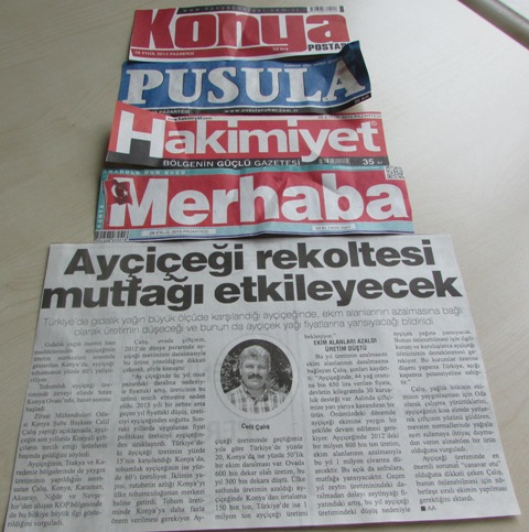 AYÇİÇEĞİ REKOLTESİ MUTFAĞI OLUMSUZ ETKİLEYECEK-ANADOLU AJANS (CUMHURİYET, MİLLİYET, KONYA BASINI)