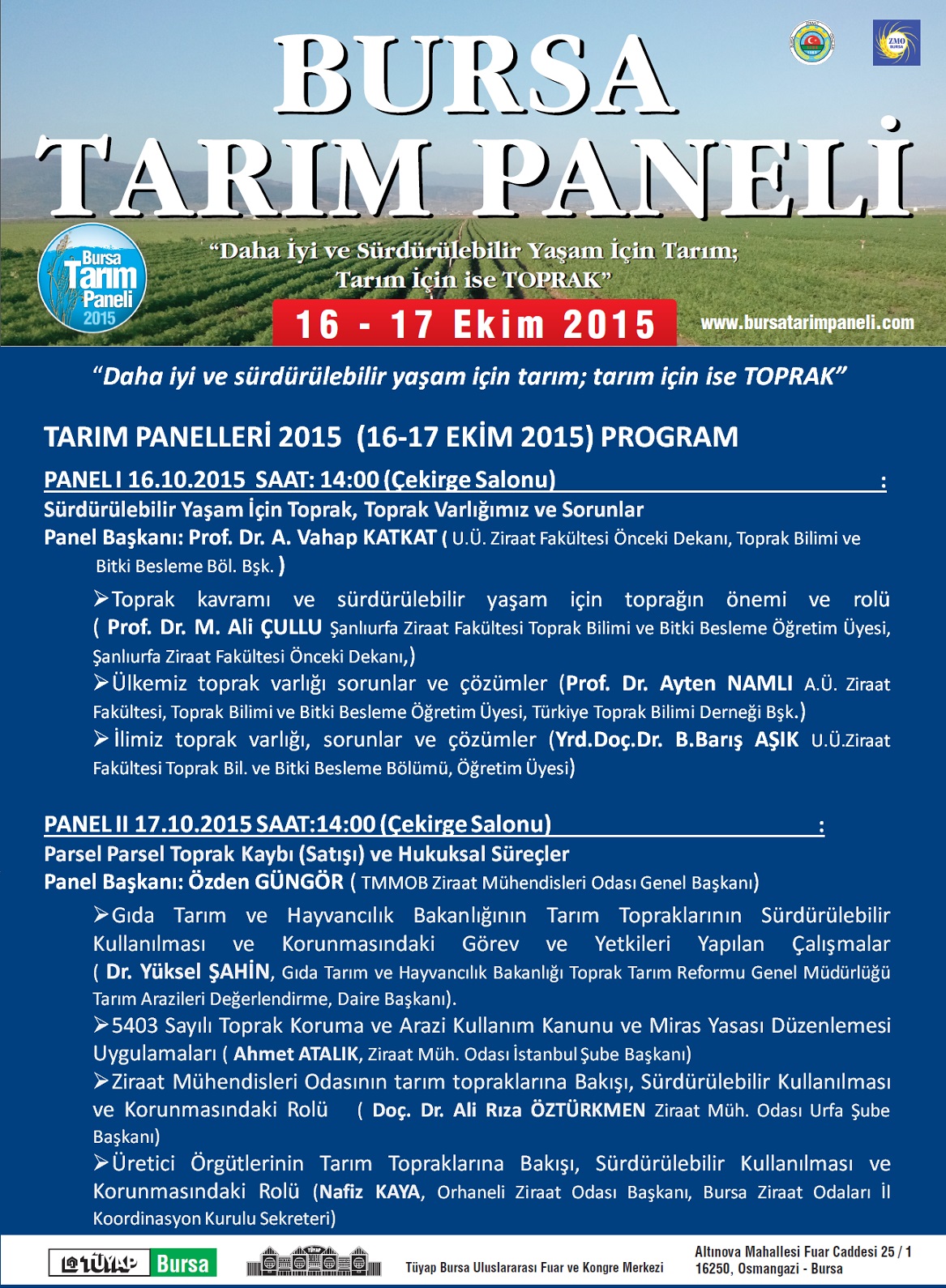 `BURSA TARIM PANELLERİ` / 16-17 EKİM 2015