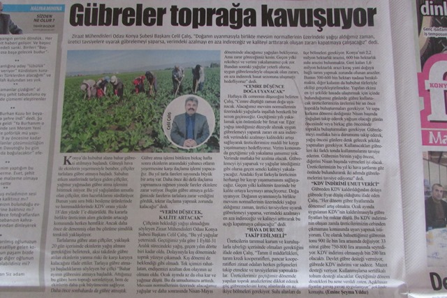 GÜBRELER TOPRAĞA KAVUŞUYOR- ANADOLU MANŞET GAZETESİ 15.02.2016