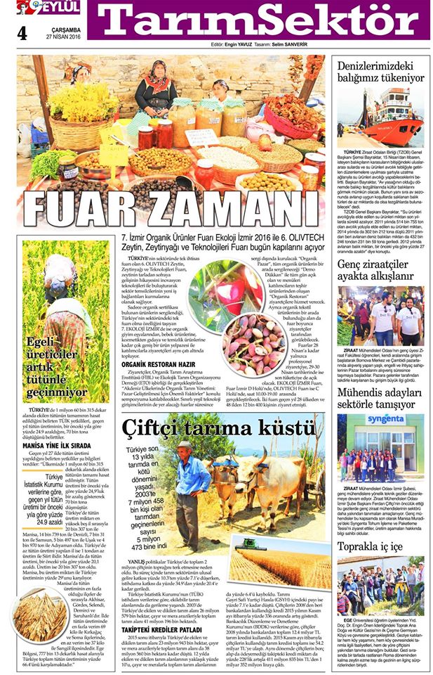  9 EYLÜL GAZETESİ -EKOLOJİ İZMİR VE OLİVTECH FUARI 