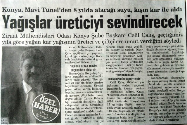 YAĞIŞLAR ÜRETİCİYİ SEVİNDİRECEK - ANADOLU`DA BUGÜN GAZETESİ