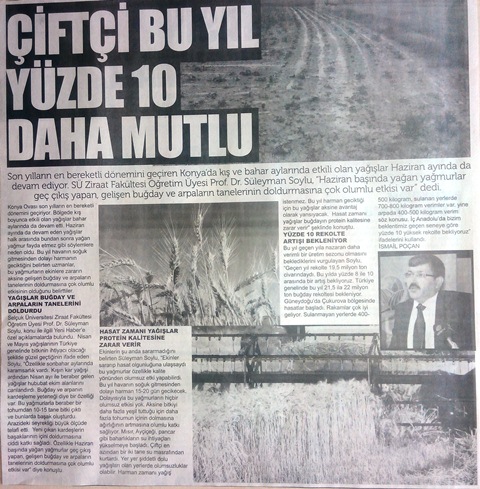 YENİHABER GAZETESİ - YAĞIŞLAR TANELERİ DOLDURDU 