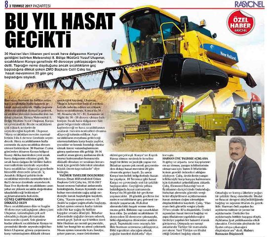 RASYONEL GAZETESİ / BU YIL HASAT GECİKTİ 