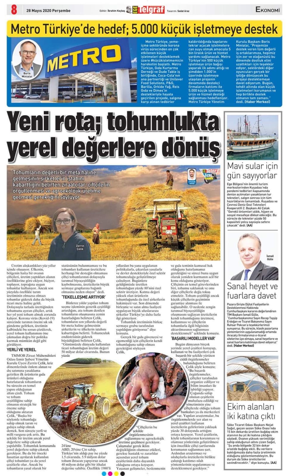 YENİ ROTA; TOHUMLUKTA YEREL DEĞERLERE DÖNÜŞ-EGE TELGRAF-28.05.2020