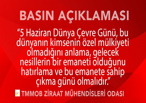 BASIN AÇIKLAMASI: YALNIZCA BİR DÜNYAMIZ VAR!

YİTİRİLEN ÇEVRE DEĞİL GELECEĞİMİZ...

ÇEVREMİZİ KORUMAK İNSANLIĞA OLAN BORCUMUZDUR.