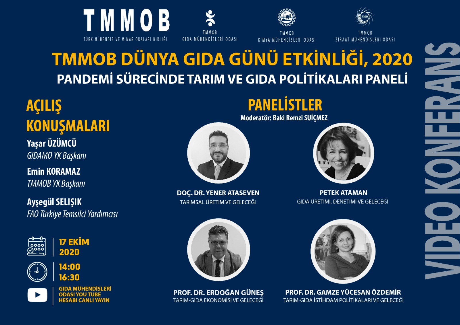 TMMOB DÜNYA GIDA GÜNÜ 2020 YILI ETKİNLİĞİ GERÇEKLEŞTİRİLECEKTİR
