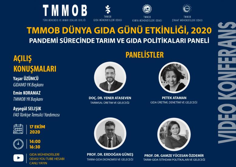 TMMOB DÜNYA GIDA GÜNÜ 2020 YILI ETKİNLİĞİ GERÇEKLEŞTİRİLECEKTİR