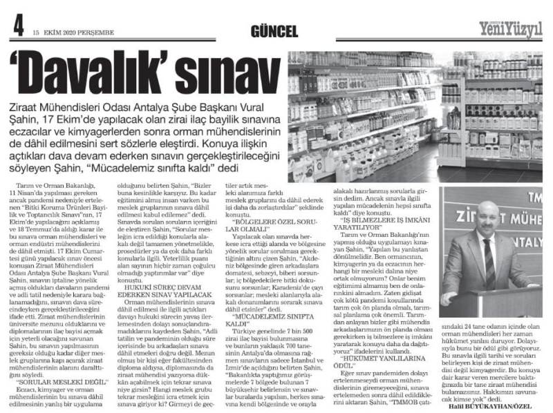 AKDENİZ`DE YENİ YÜZYIL:DAVALIK SINAV- 15 EKİM 2020