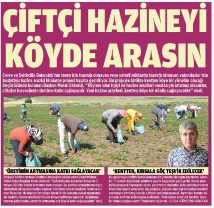  YENİHABER GAZETESİ: HAZİNE KENTTE DEĞİL KÖYDE!- 15 EKİM 2020