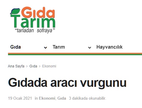GIDA TARIM: GIDADA ARACI VURGUNU- 19 OCAK 2021