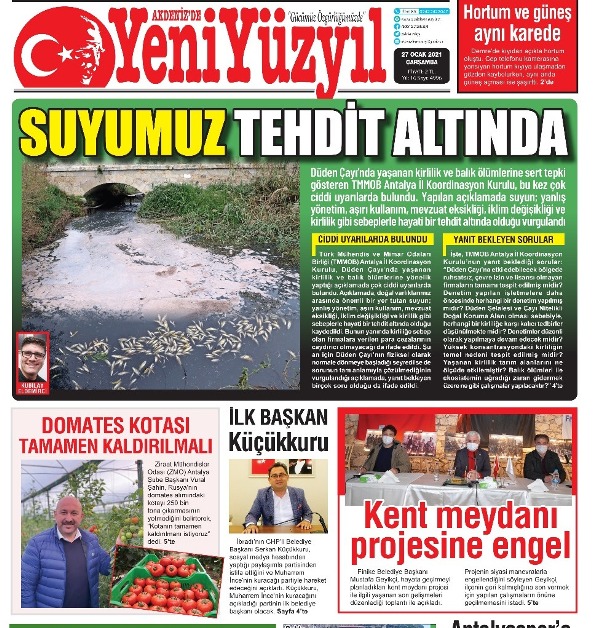 AKDENİZ`DE YENİ YÜZYIL GAZETESİ: DOMATES KOTASI TAMAMEN KALDIRILMALI- TMMOB ANTALYA İKK-SUYUMUZ TEHDİT ALTINDA-27 OCAK 2021