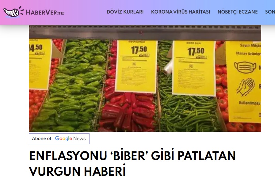 HABER VERME: ENFLASYONU BİBER' GİBİ PATLATAN VURGUN HABERİ- 20 MART 2021