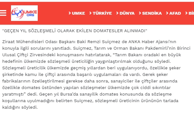 UMKE.ORG: BAKAN PAKDEMİRLİ SÖZLEŞMELİ TARIMDAN SÖZ ETTİ, AMA ŞEKER PANCARI ÜRETİCİSİ BU MODELDEN ŞİKAYETÇİ: "ÜRÜN TARLADA KALDI"- 19 AĞUSTOS 2021