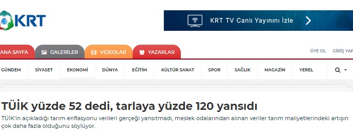 KRTTV.COM: TÜİK YÜZDE 52 DEDİ, TARLAYA YÜZDE 120 YANSIDI- 21 AĞUSTOS 2021
