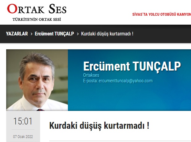 ORTAKSES.COM: KURDAKİ DÜŞÜŞ KURTARMADI !- 7 OCAK 2022