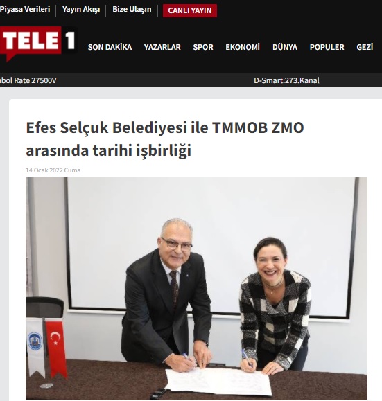 TELE1: EFES SELÇUK BELEDİYESİ İLE TMMOB ZMO ARASINDA TARİHİ İŞBİRLİĞİ- 14 OCAK 2022