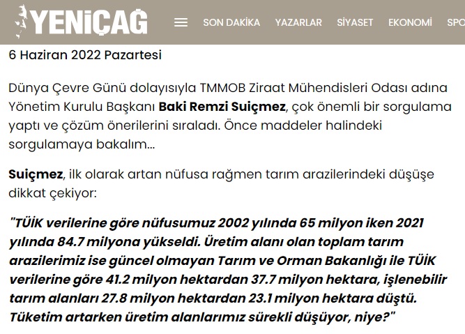 YENİÇAĞ GAZETESİ: GIDA FİYATLARI VE SOYKIRIM!- 6 HAZİRAN 2022