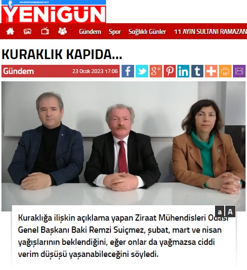 YENİGÜN GAZETESİ: KURAKLIK KAPIDA...-23 OCAK 2023
