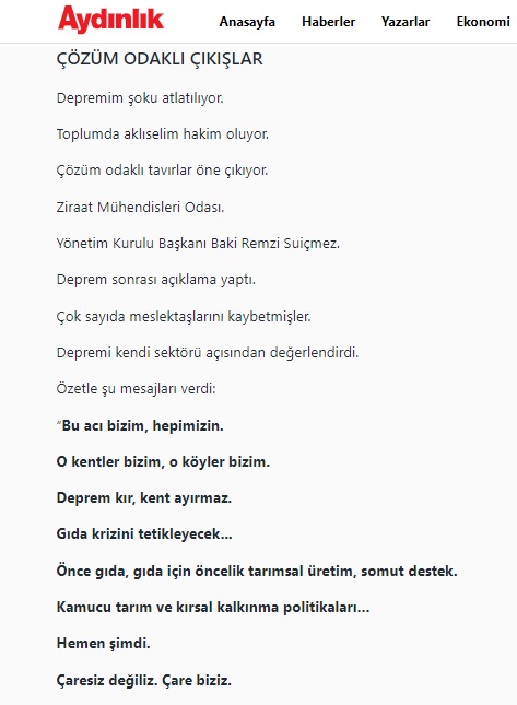 AYDINLIK GAZETESİ: ÇARESİZ DEĞİLİZ, ÇARE BİZİZ, GÜN DAYANIŞMA GÜNÜ'-17 ŞUBAT 2023