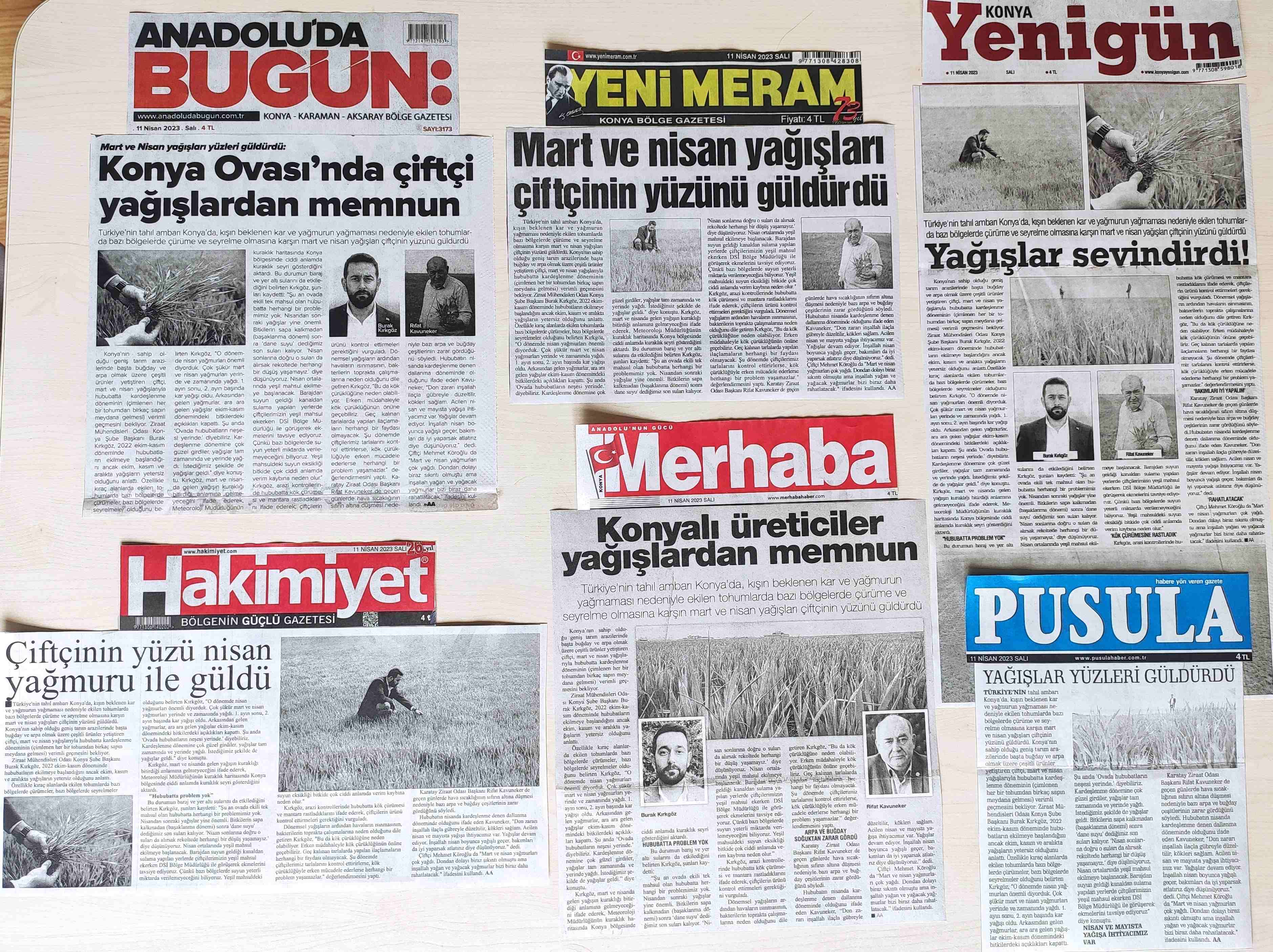YEREL GAZETELER: KONYA OVASI`NDA ÇİFTÇİ YAĞIŞLARDAN MEMNUN - 11.04.2023