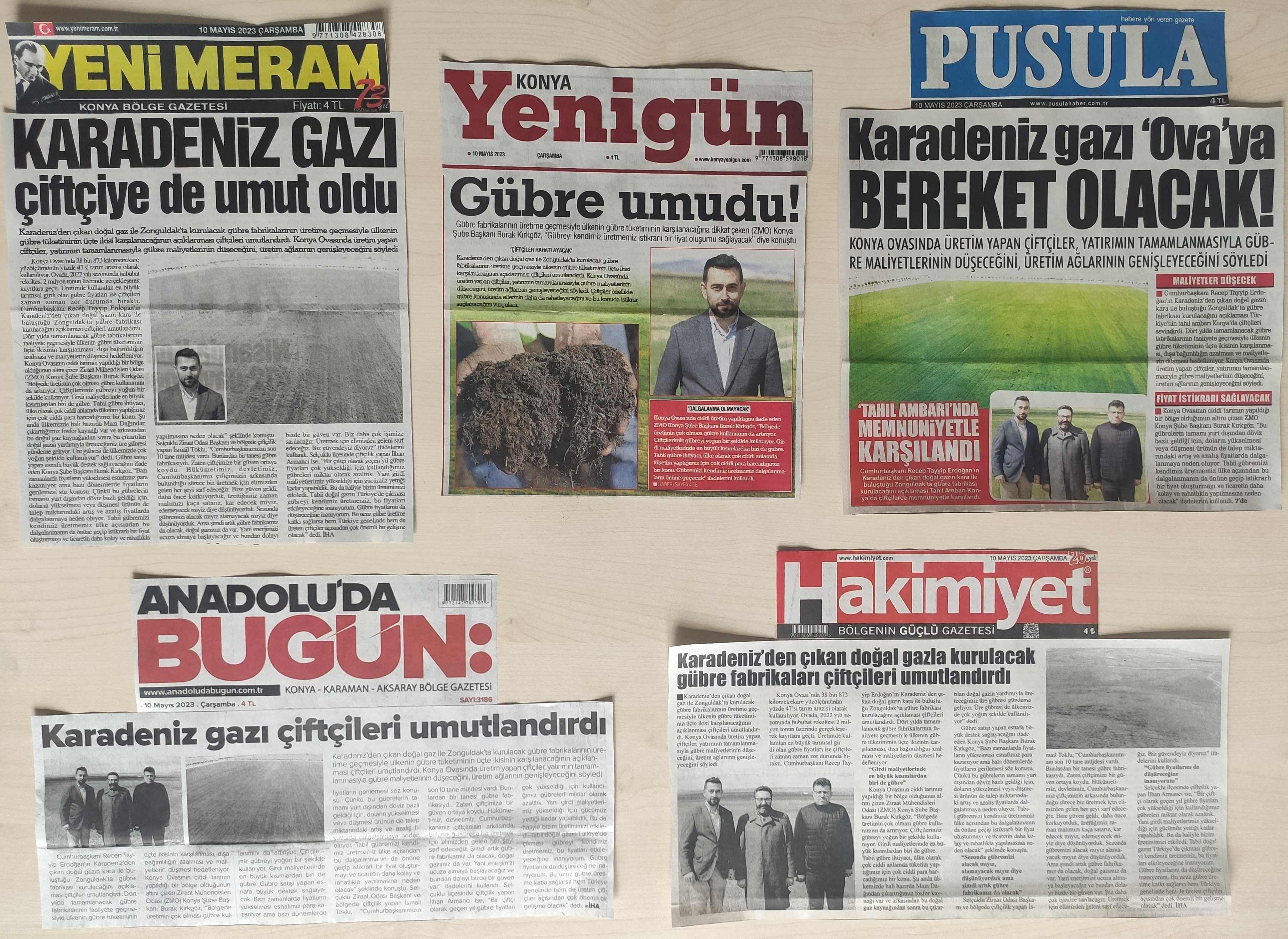 GAZETE HABERLERİ: KARADENİZ GAZI ÇİFTÇİYE UMUT OLDU - 10 MAYIS 2023