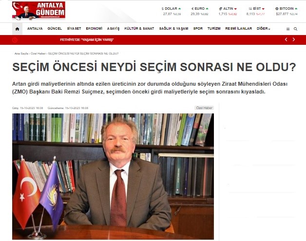 ANTALYA GÜNDEM GAZETESİ: SEÇİM ÖNCESİ NEYDİ SEÇİM SONRASI NE OLDU?- 15 EKİM 2023