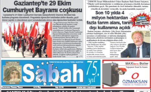 GAZİANTEP SABAH GAZETESİ: SON 10 YILDA 4 MİLYON HEKTARDAN FAZLA TARIM ALANI TARIM DIŞI KULLANIMA AÇILDI- 30 EKİM 2021
