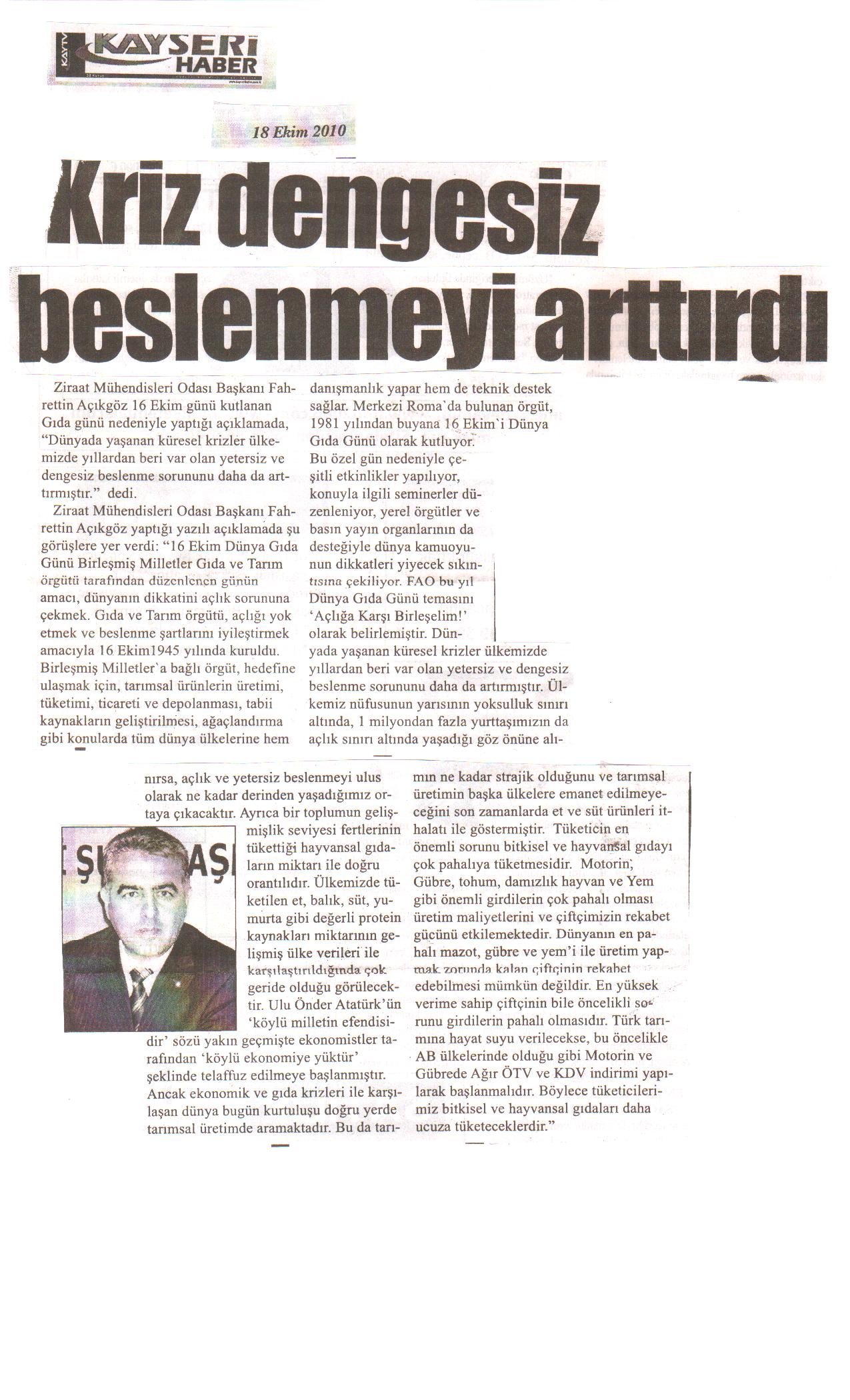 DÜNYA GIDA GÜNÜ BASIN AÇIKLAMASI