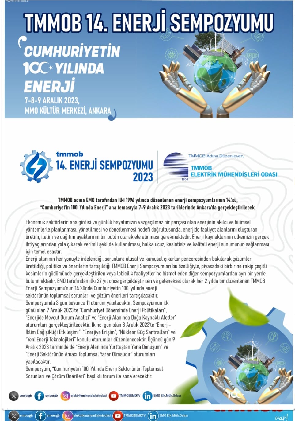 TMMOB 14.  ENERJİ SEMPOZYUMU 7-8-9 ARALIK 2023