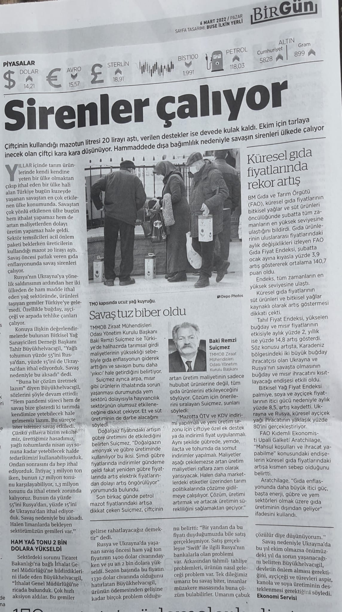 BİRGÜN GAZETESİ: SİRENLER ÇALIYOR- 6 MART 2022