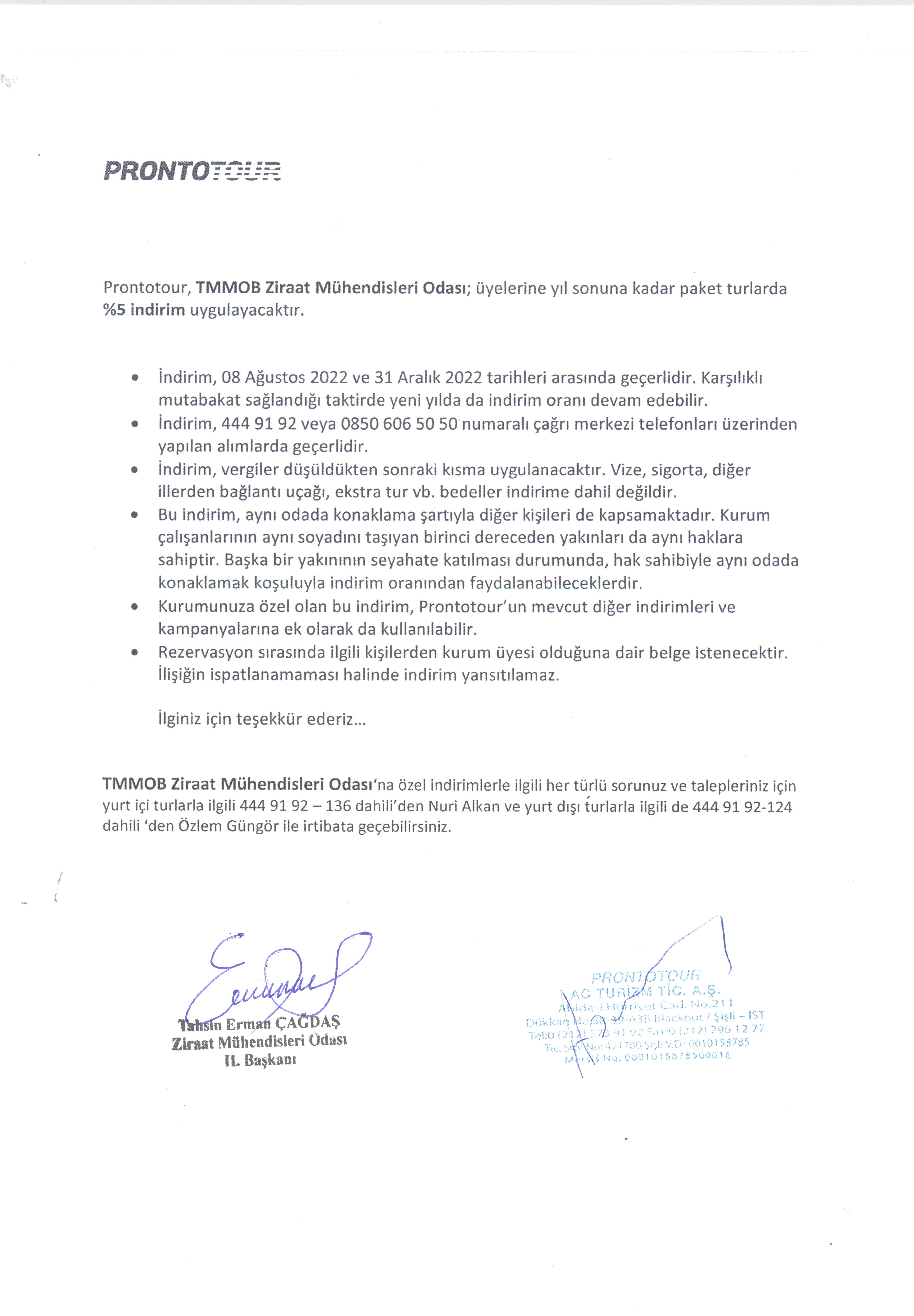 ODA'MIZ, PRONTOTUR İLE ÜYELERİMİZE ÖZEL İNDİRİM ANLAŞMASI YAPTI