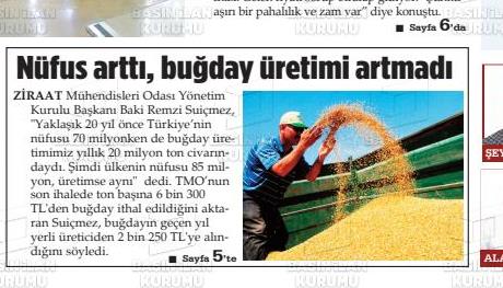 GÜNEYDOĞU EKSPRES GAZETESİ: NÜFUS ARTTI, BUĞDAY ÜRETİMİ ARTMADI- 20 MAYIS 2022