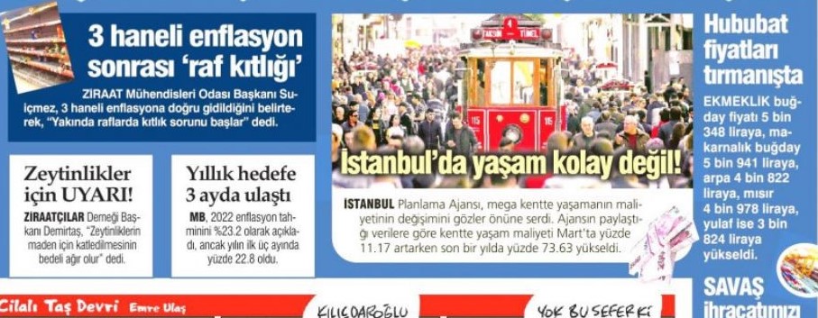 YENİÇAĞ GAZETESİ: "MARKET VE PAZAR ESNAFI KISIR DÖNGÜYE GİRDİ"- 6 NİSAN 2022