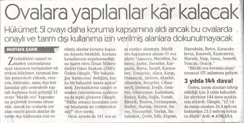 CUMHURİYET- OVALARA YAPILANLAR KÂR KALACAK-  3 HAZİRAN 2017