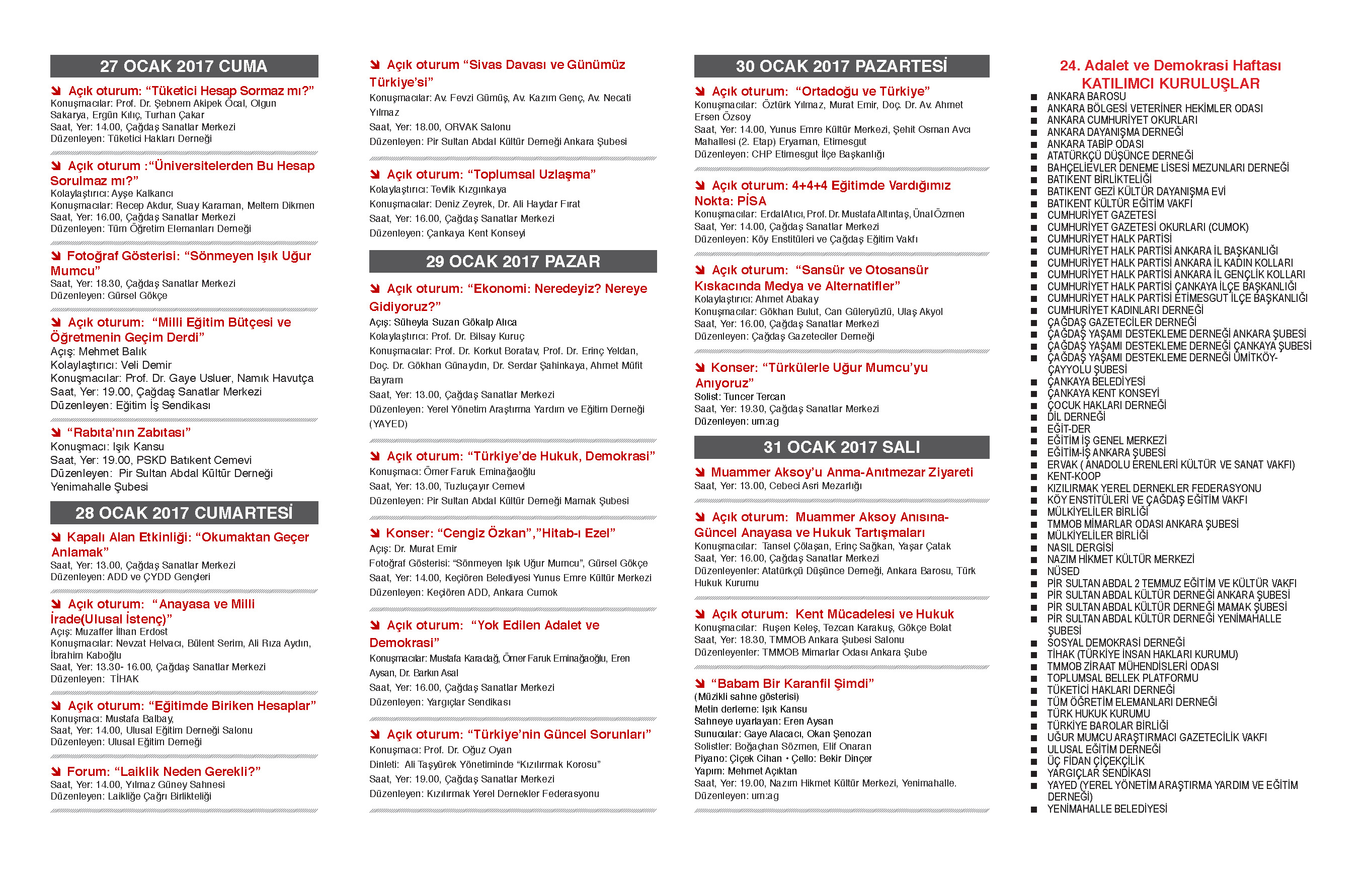 24.ADALET VE DEMOKRASİ HAFTASI ETKİNLİK PROGRAMI