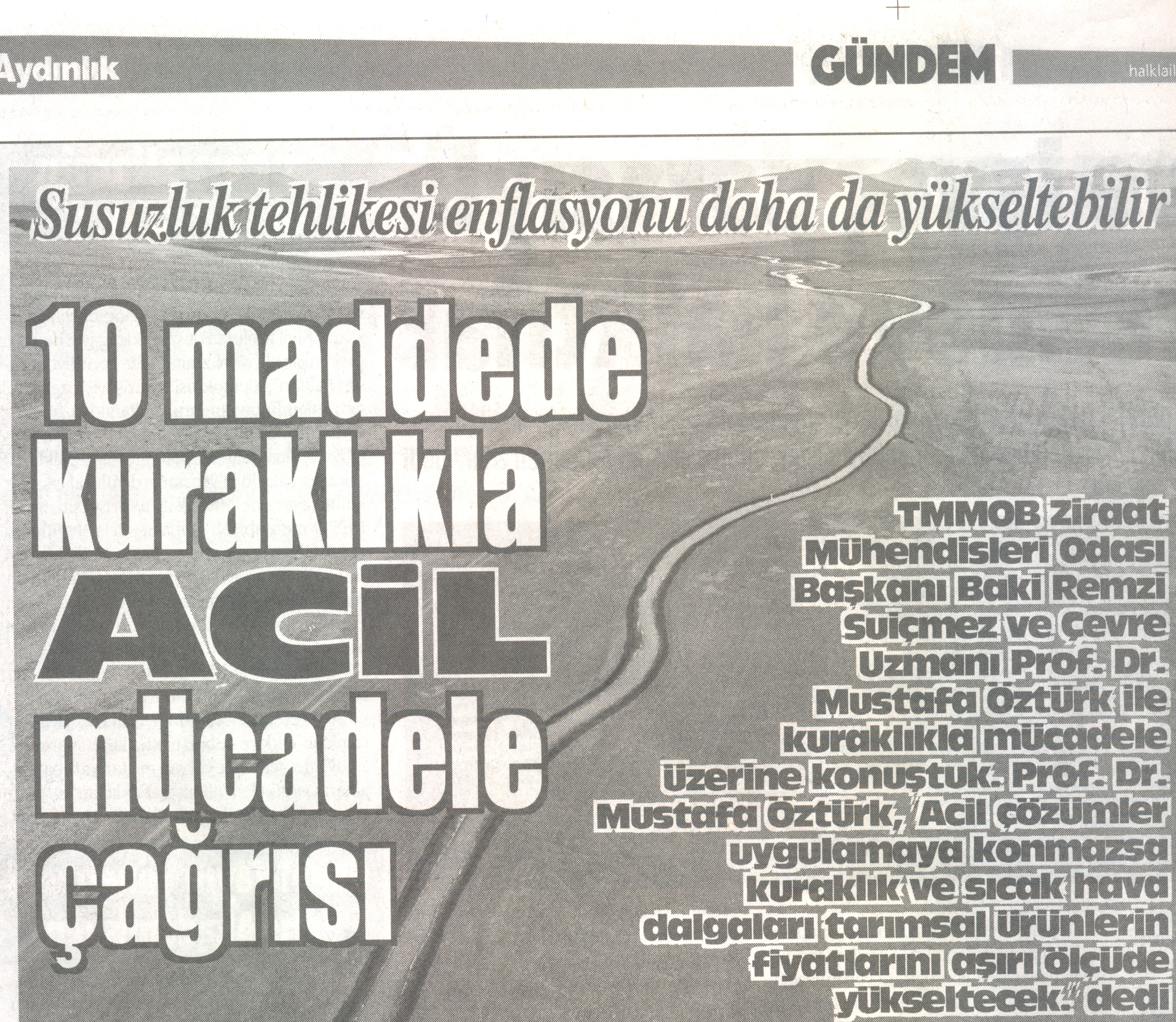 AYDINLIK GAZETESİ: KURAKLIĞA KARŞI ACİL ÇÖZÜM ŞART-24 OCAK 2023