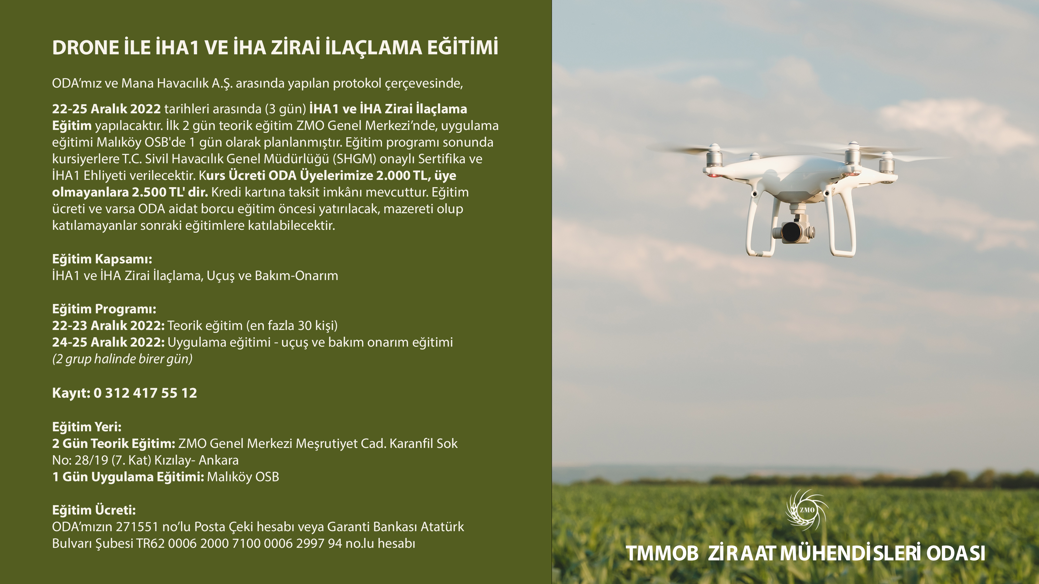 DRONE İLE İHA1 VE İHA ZİRAİ İLAÇLAMA EĞİTİMİ
