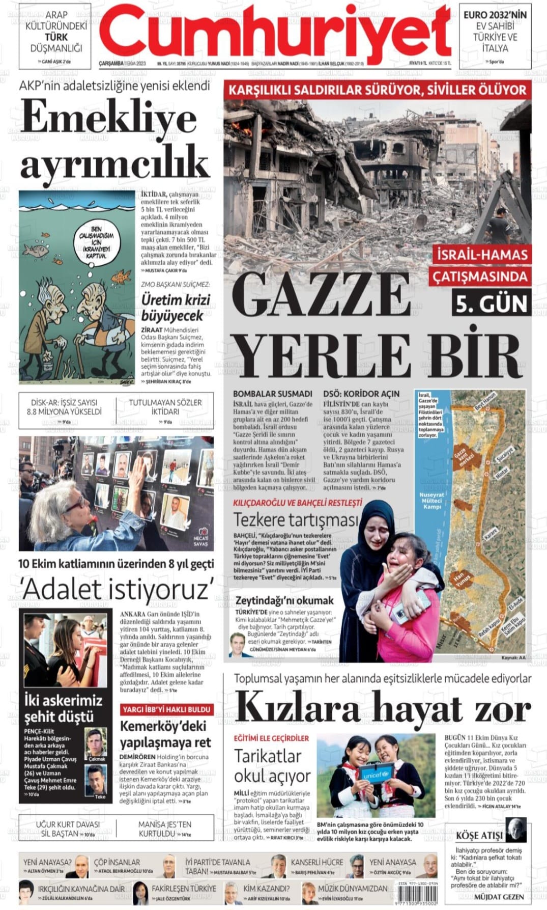 CUMHURİYET GAZETESİ: ZMO BAŞKANI: ARAZİSİNİ ÜST ÜSTE İKİ YIL EKMEYEN ÇİFTÇİNİN TARLASI ELİNDEN ALINIP BAŞKASINA KİRALANACAK- 11 EKİM 2023