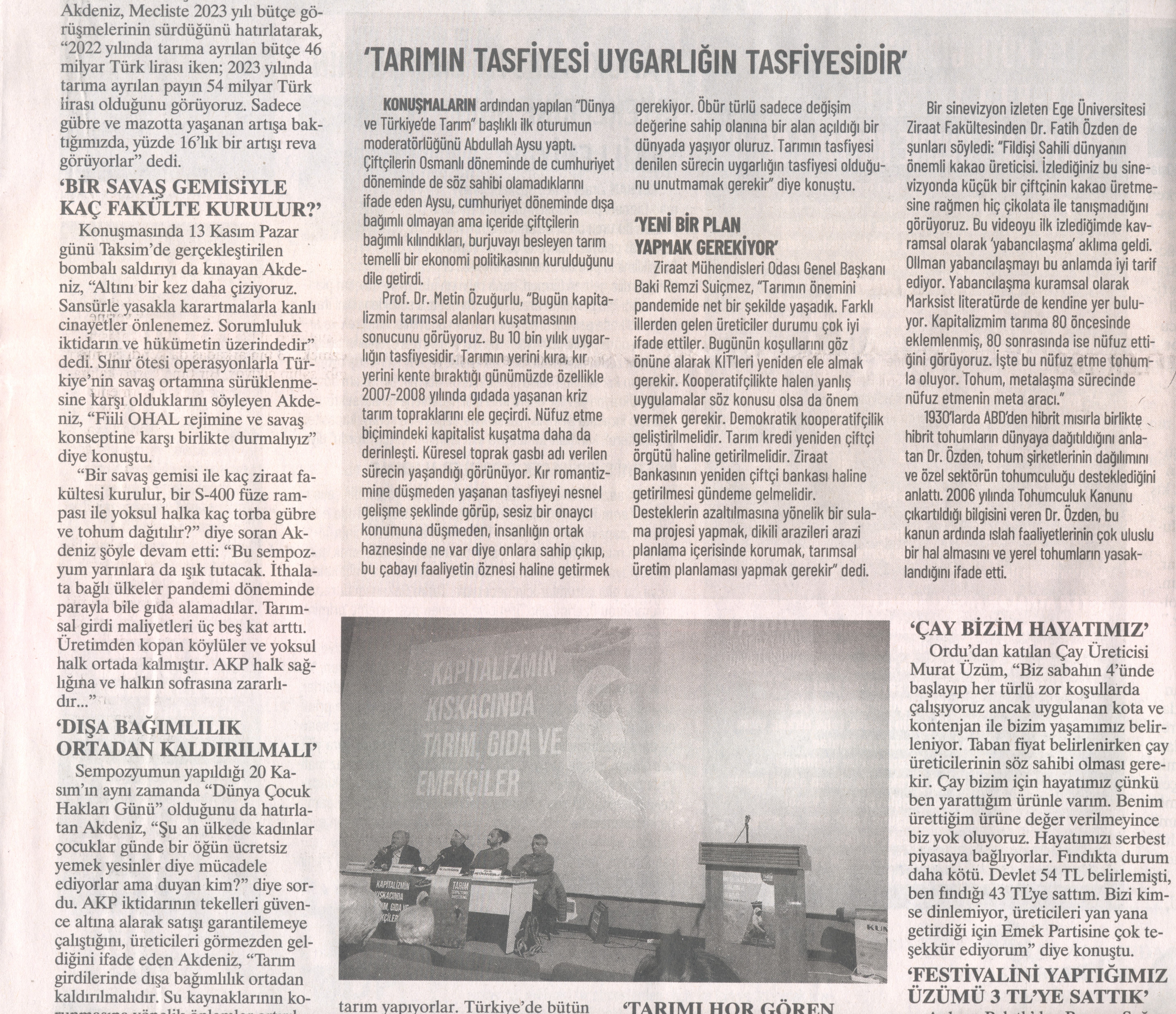 EVRENSEL GAZETESİ: HAYVANLARIN GEZDİĞİ MERALARDA ŞİMDİ BETON MİKSERLERİ GEZİYOR- 20 KASIM 2022