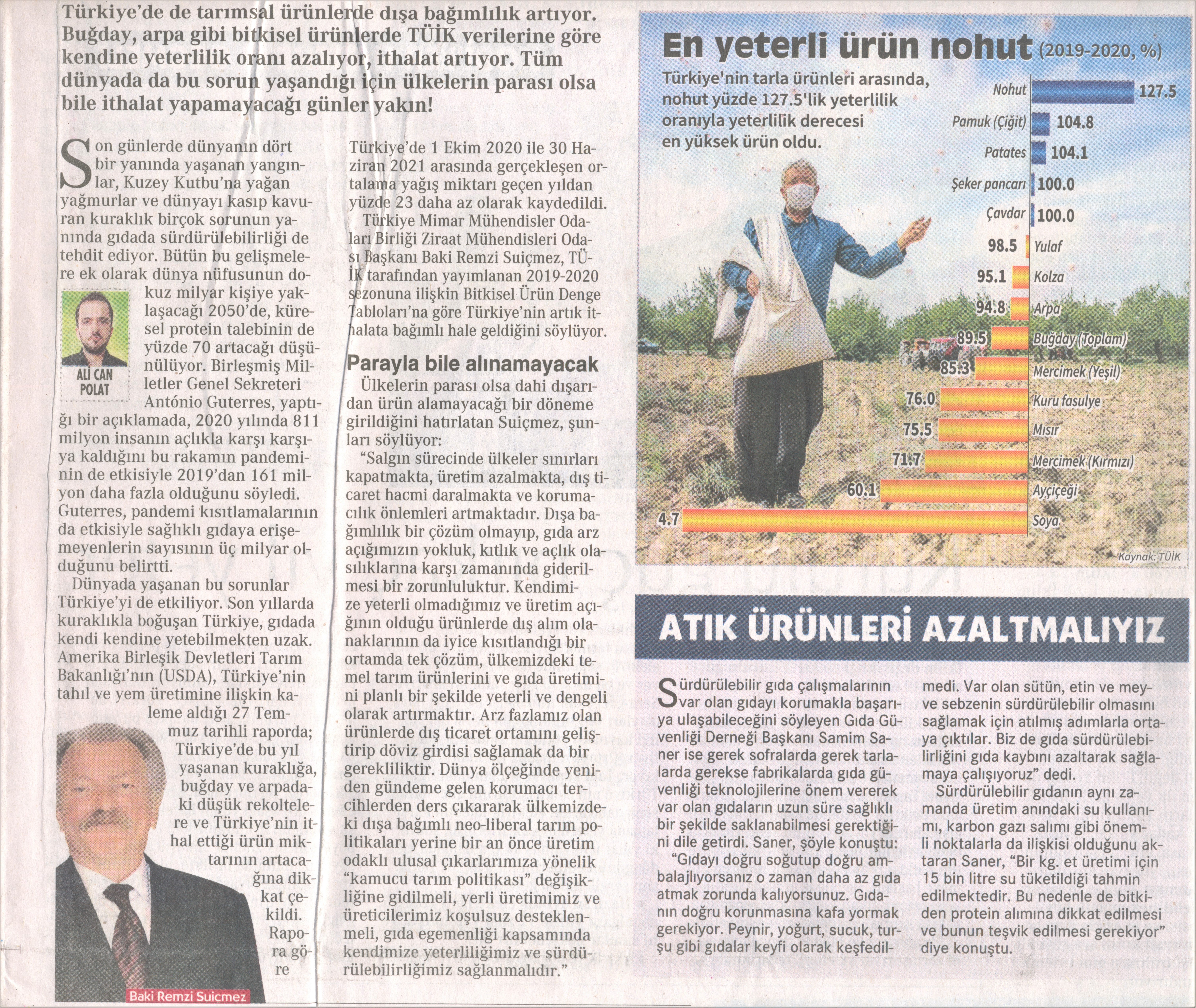 CUMHURİYET GAZETESİ: İKLİM DEĞİŞİKLİĞİ NEDENİYLE ARTAN KURAKLIK VE YANGINLAR DÜNYADA AÇLIK TEHDİDİNİ ARTIRIYOR- 25 AĞUSTOS 2021