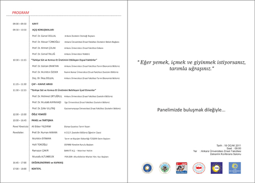 PANEL: SÜT VE KIRMIZI ET ÜRETİMİ