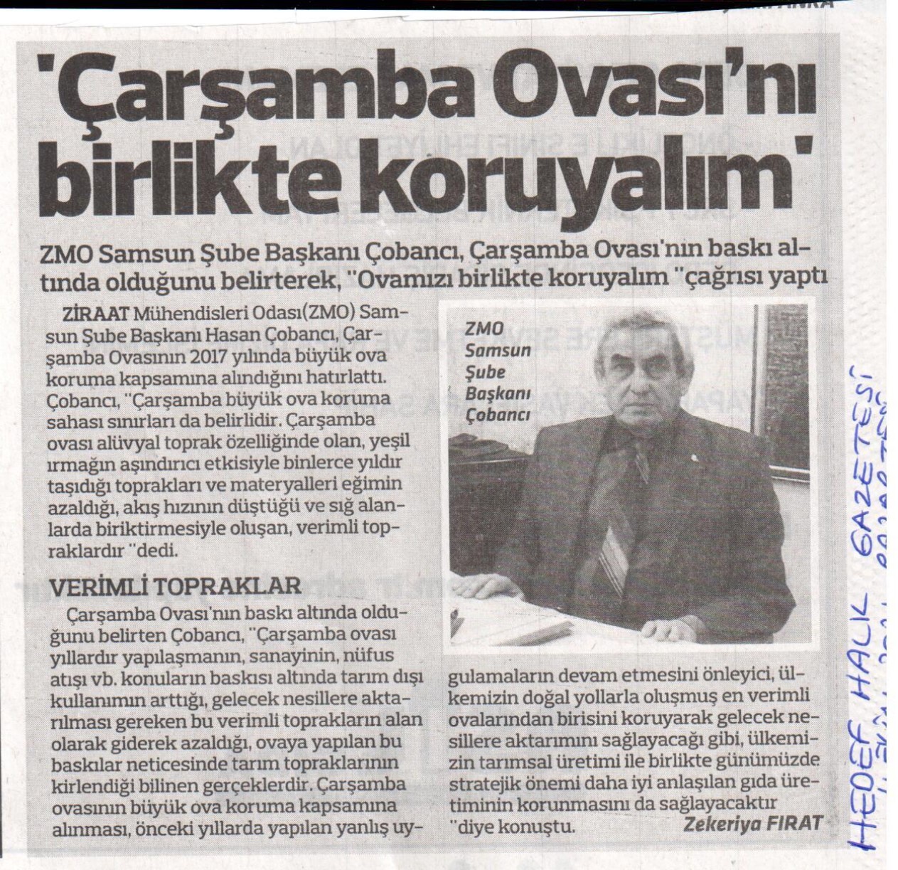 HEDEF HALK GAZETESİ: ÇARŞAMBA OVASI` NI BİRLİKTE KORUYALIM-4 EKİM 2021 PAZARTESİ 